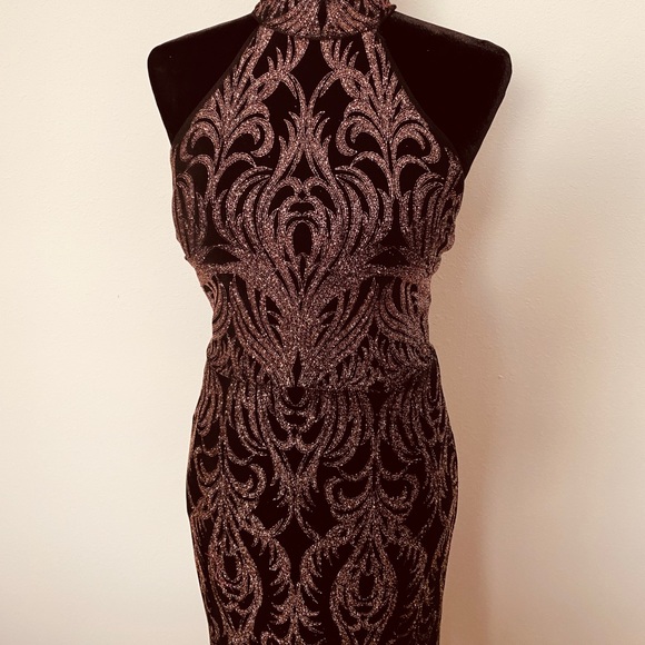 Betsy & Adam  Formal Dress Size 6 Black /Gold - Picture 3 of 6